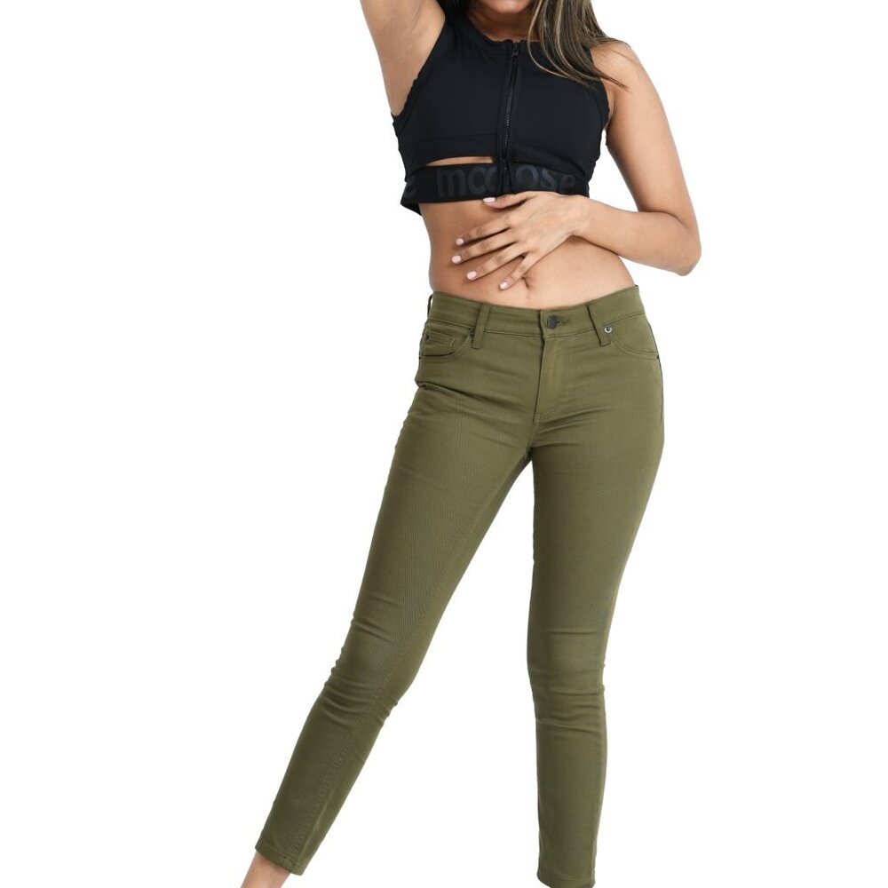 Women's Mid-Waist Cotton Stretch Pant - GREEN SZ 8,10,12,14 NWT